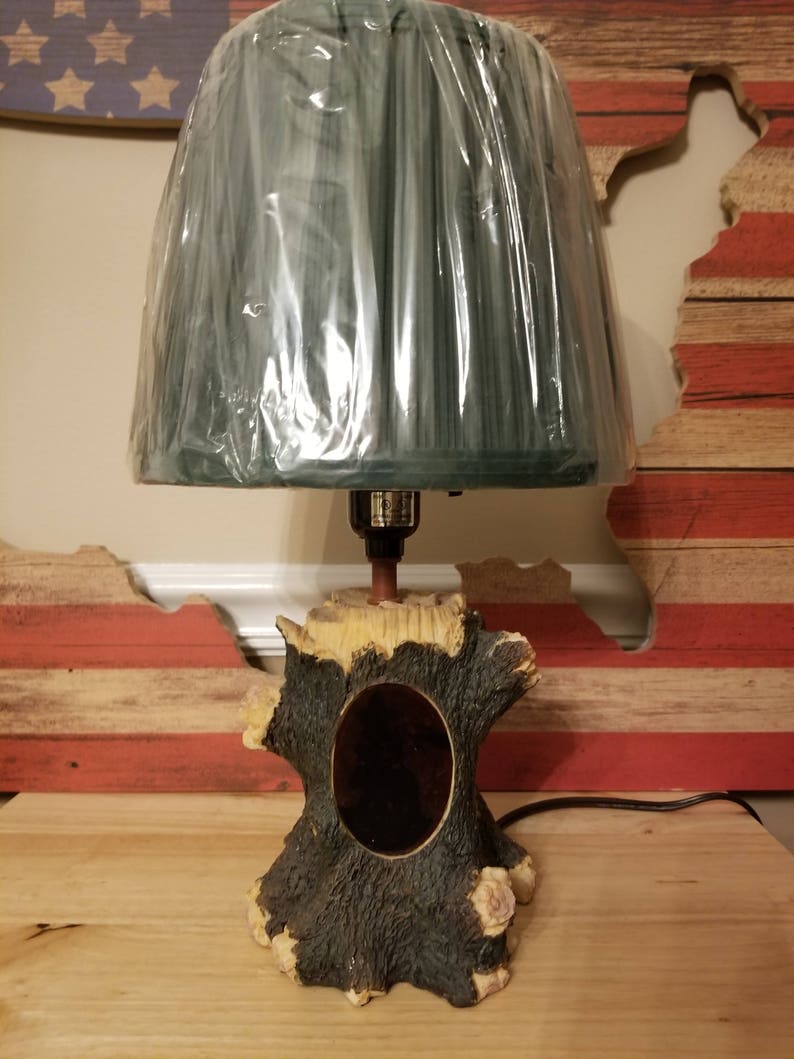 Tree Log lamp, Night light. Cabin, Bear, country, lake house image 5