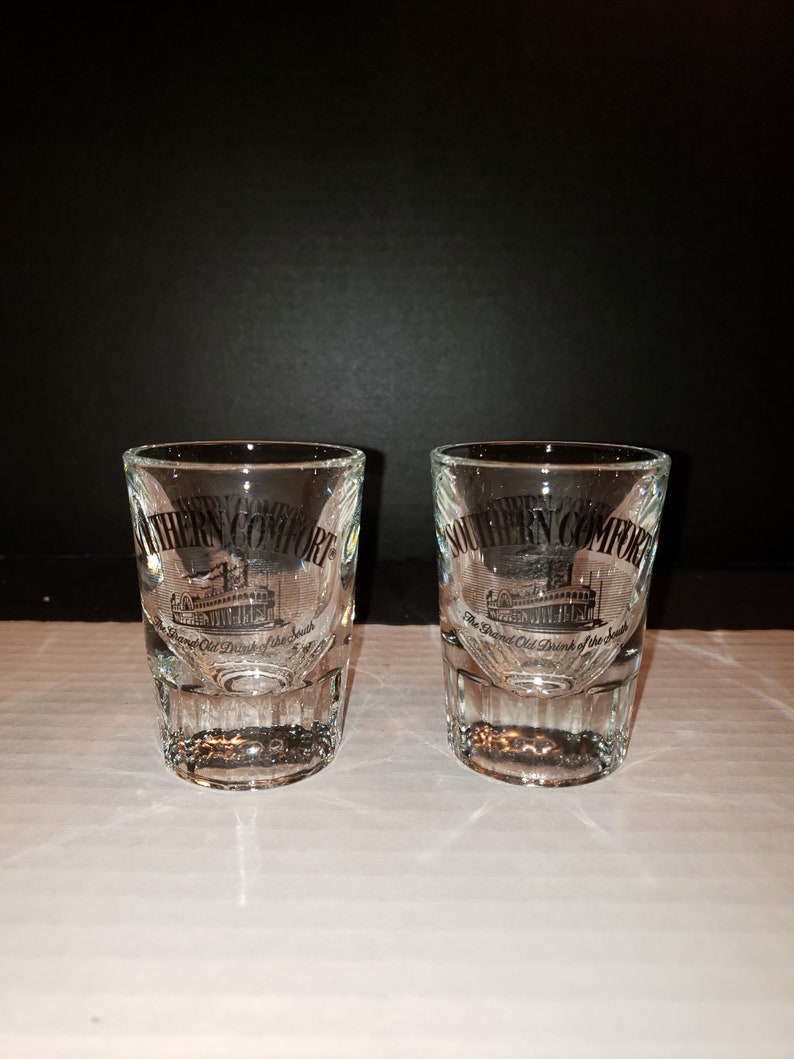 Set Of 2 Heavy Southern Comfort Shot Glasses Glass Etsy