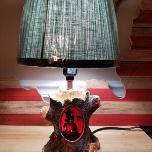 Tree Log lamp, Night light. Cabin, Bear, country, lake house image 2