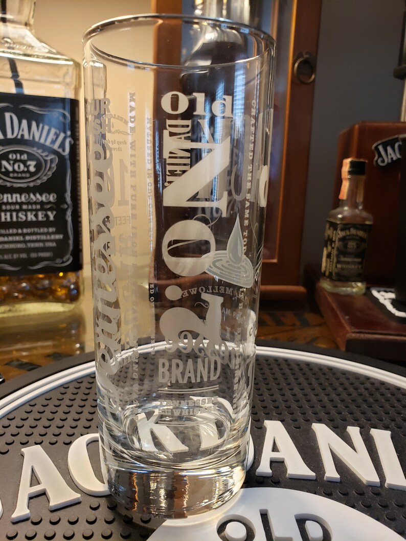 Set of 4 Jack Daniels Glasses, Glass. Charcoal Filtering Drop. Etsy
