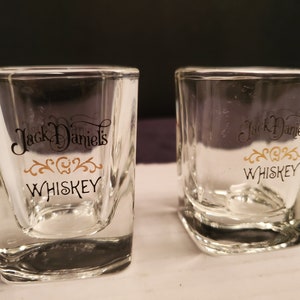 Set of 2 Vintage Jack Daniels Shot Glasses, Glass.