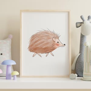 Hedgehog Nursery Print, Animal Wall Art, Cute Hedgehog Print