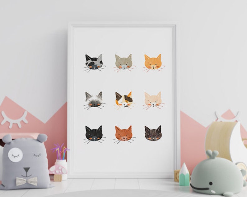 Cat Wall Art Cat Poster Cat Sign Cat Wall Decor Digital Etsy