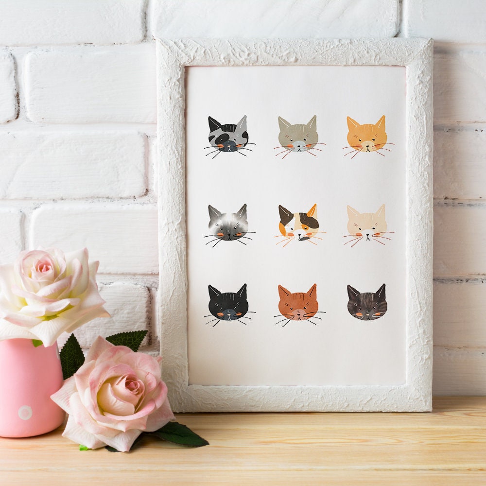 Cat Wall Art Cat Poster Cat Sign Cat Wall Decor Digital Etsy