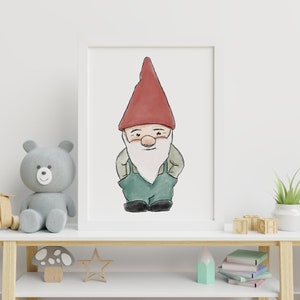 Gnome Art Print | Gnome Artwork | Nursery Artwork | Gnome Illustration