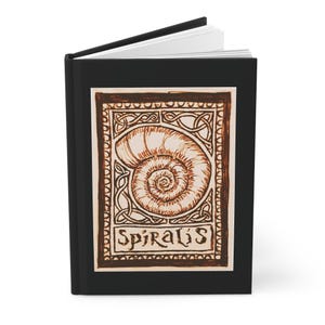 Shell Journal Hand-drawn Art: "Spiralis III" by A.J.Rhys, Hardcover Journal, Spiral Shell Design, Celtic Shell, Medieval Shell, Snail Shell