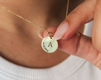 Custom Name Disc Necklace, mama necklace, mother's day present, number necklace, Initial Date necklace, alphabet necklace, date anniversary