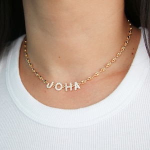 Dainty Pave Name Necklace, personalized necklace, Gold Name Necklace, name jewelry, Mama necklace, personalized gift, Christmas Gift