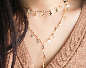 Gold Star Choker, Star necklace, lariat necklace, y necklace, collar necklace choker, star choker, statement necklace, celestial necklace