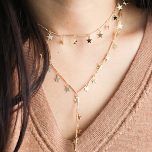 Gold Star Choker, Star necklace, lariat necklace, y necklace, collar necklace choker, star choker, statement necklace, celestial necklace