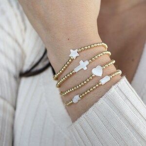 star bracelets Dainty beaded women/'s bracelet Bracelets for women beaded stretch pearl bracelets cross bracelets stretch moon bracelet