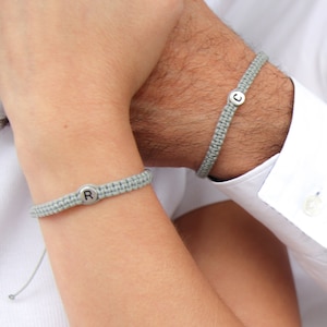 Set of 2 Couples bracelet, matching bracelets, friendship bracelets, best friend gift, initial bracelet, custom name bracelet, gift husband