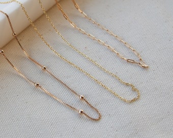 Paperclip Chain Necklace, Minimalist Jewelry Necklace,18K Gold Filled Paperclip Necklace, Small Link Paperclip Necklace, rope Chain Necklace