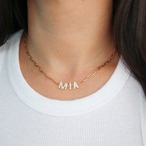 Gold Name Necklace, Dainty Pave Name Necklace, personalized necklace, name jewelry, Personalized Jewelry, personalized gift, Christmas Gift