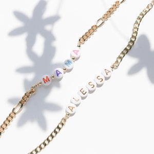 Custom name bracelet, couple bracelet set, Personalized Bracelet , Name Bracelet, family matching bracelets, chunky chain bracelets, initial image 1