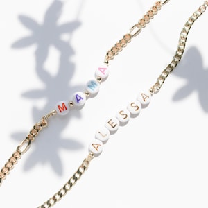 Pulsera con nombre personalizado, juego de pulseras para parejas, pulsera personalizada, pulsera con nombre, pulseras familiares a juego, pulseras de cadena gruesa, inicial