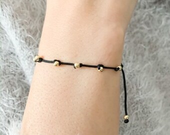 Beaded bracelet, string friendship bracelet, best friend gift, Cord bracelet,14k gold beads bracelet, matching bracelet, couples bracelet