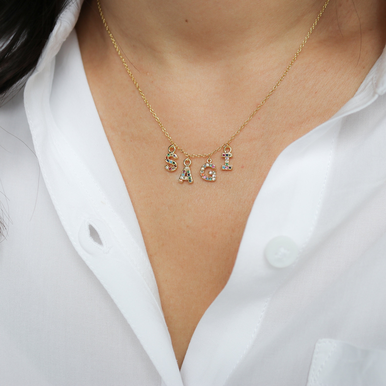 Personalised Letter Mini Colorful Kaleidoscope Pendant Necklaces