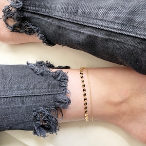 Pulsera de tobillo, tobillera de oro, pulsera de tobillo de oro de 14k, tobilleras para mujeres, tobillera de moneda, tobillera boho, pulsera de tobillo boho, joyería de verano