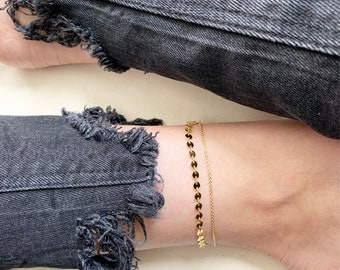 Ankle bracelet, Gold anklet, 14k gold ankle bracelet, anklets for women, coin anklet, boho anklet, ankle bracelet boho, summer jewelry