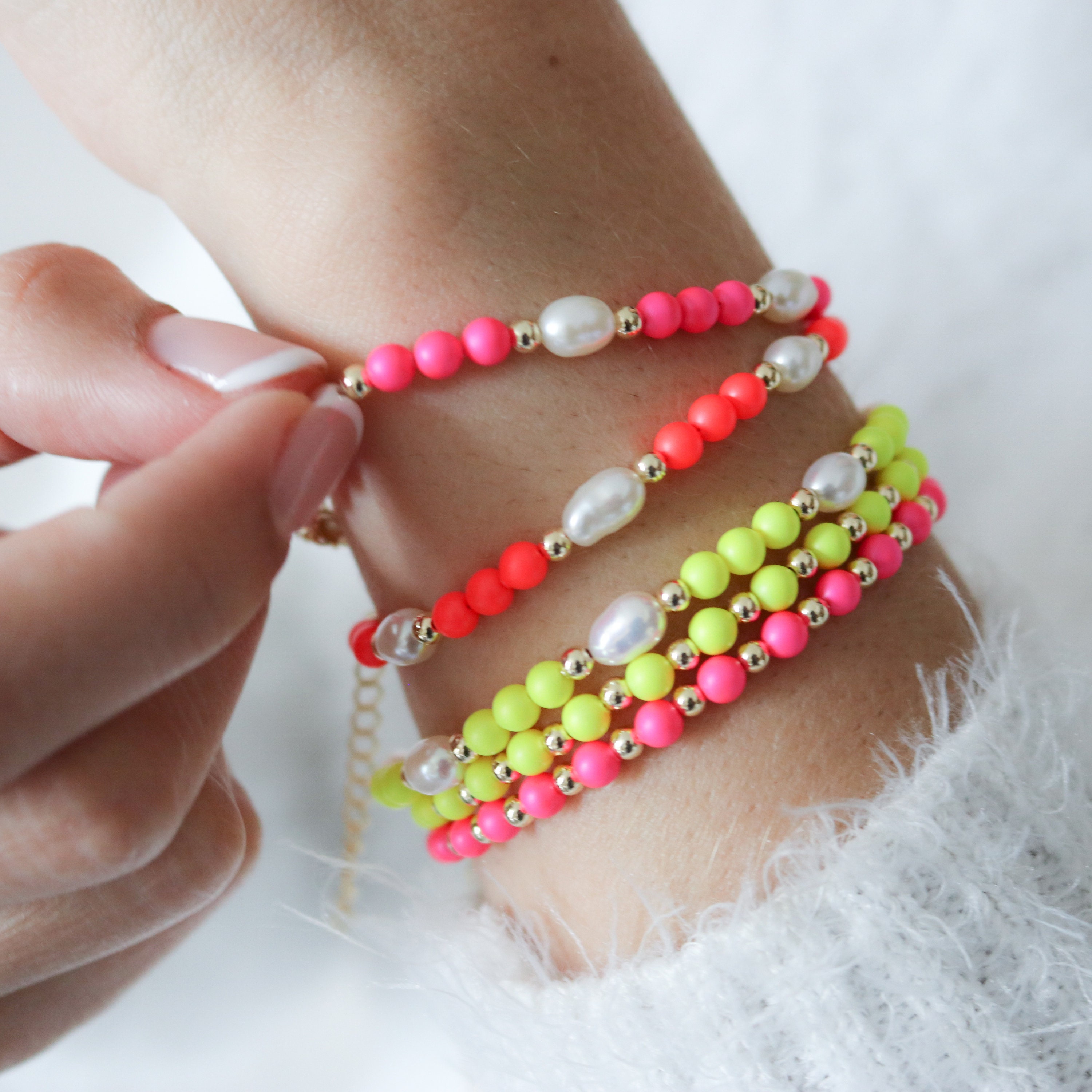 Neon Beaded bracelet Seed bead bracelets Neon Colorful Etsy