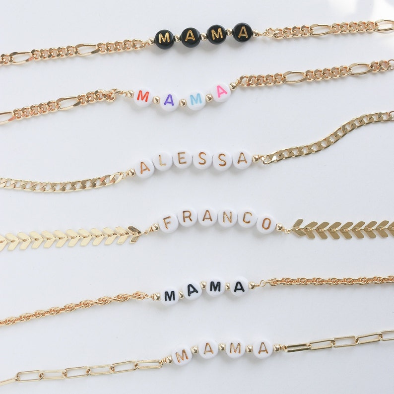 Custom name bracelet, couple bracelet set, Personalized Bracelet , Name Bracelet, family matching bracelets, chunky chain bracelets, initial image 7