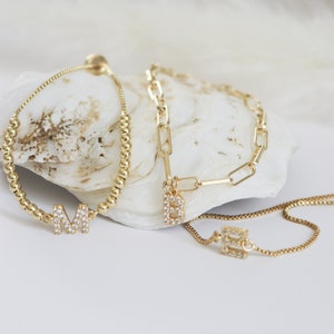 Pulsera inicial personalizada, pulsera inicial, pulsera de letra de oro personalizada, joyería de dama de honor, pulsera a juego femme, pulsera delicada,
