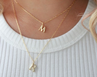 Tiny letter Necklace, Gold Initial Necklace, letter necklace, Personalized Necklaces, initial d, layered initial d, bridesmaid Gift