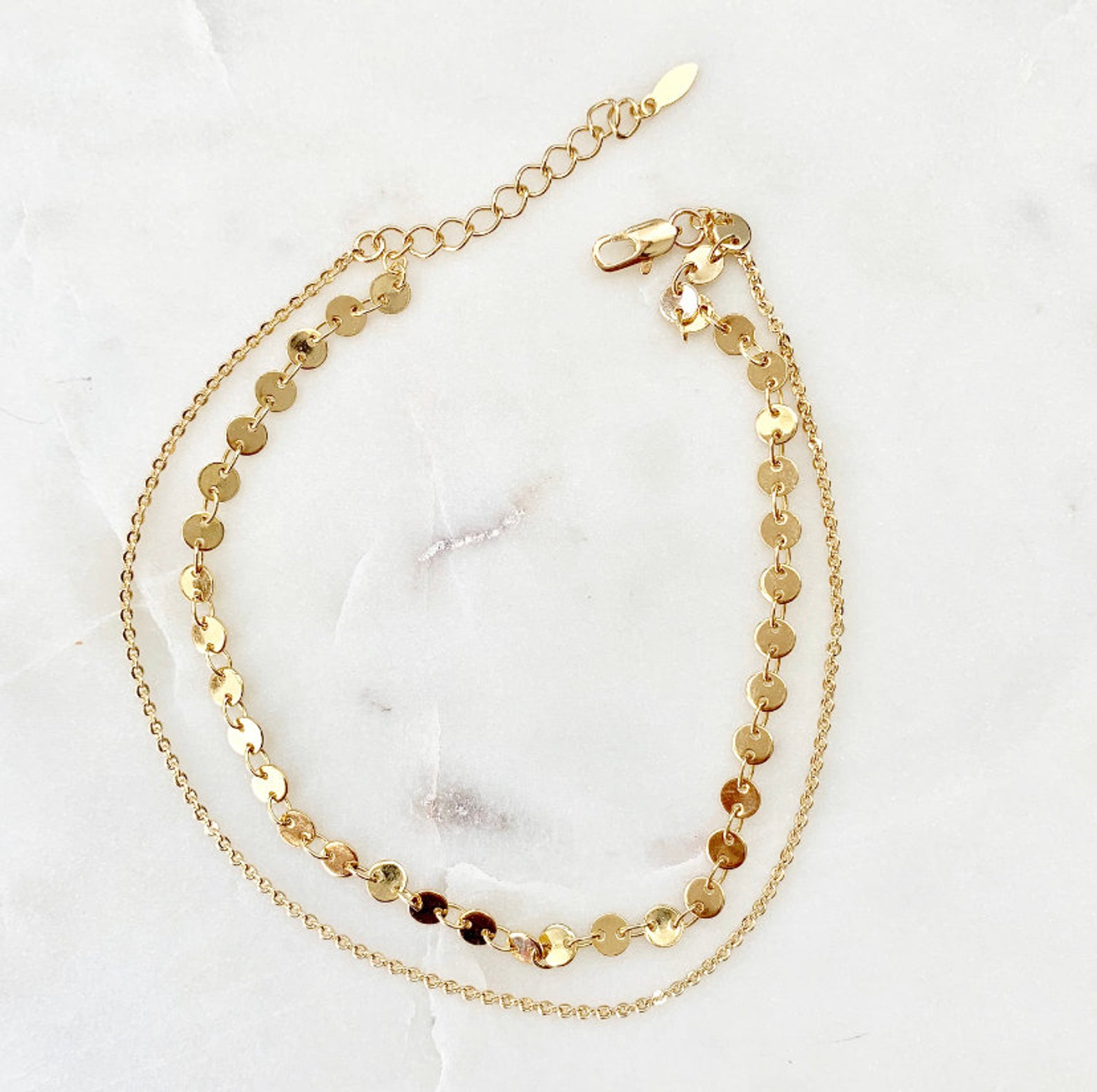 Layered chain anklet with cz charms layered ankle bracelet gold rose  gold ankle bracelet gold cz ankle bracelet zirconia anklet
