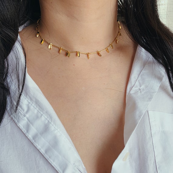 Gold leaf choker 14k gold choker gold leaf necklace leaf Etsy