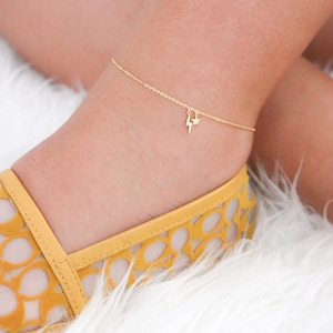 lightning bolt anklet, Ankle bracelet, gold anklet, anklets for women, gold ankle bracelet, boho anklet, summer jewelry, gold chain anklet