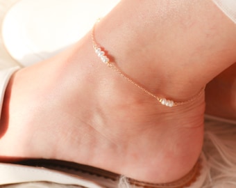 Ankle bracelet, 18k gold ankle bracelet, pearl ankle bracelet , anklets for women, gold ankle bracelet, boho anklet, summer jewelry anklet