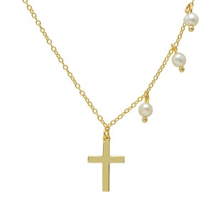 Dainty cross necklace, gold cross necklace women, first communion gift girl, cross pendant, silver cross pendant, confirmation jewelry 18K Gold Plated