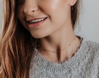 Collar de monedas, collar de disco, collar de gota de moneda, gargantilla de cadena de oro, gargantilla delicada, collar de capas cortas, joyería minimalista