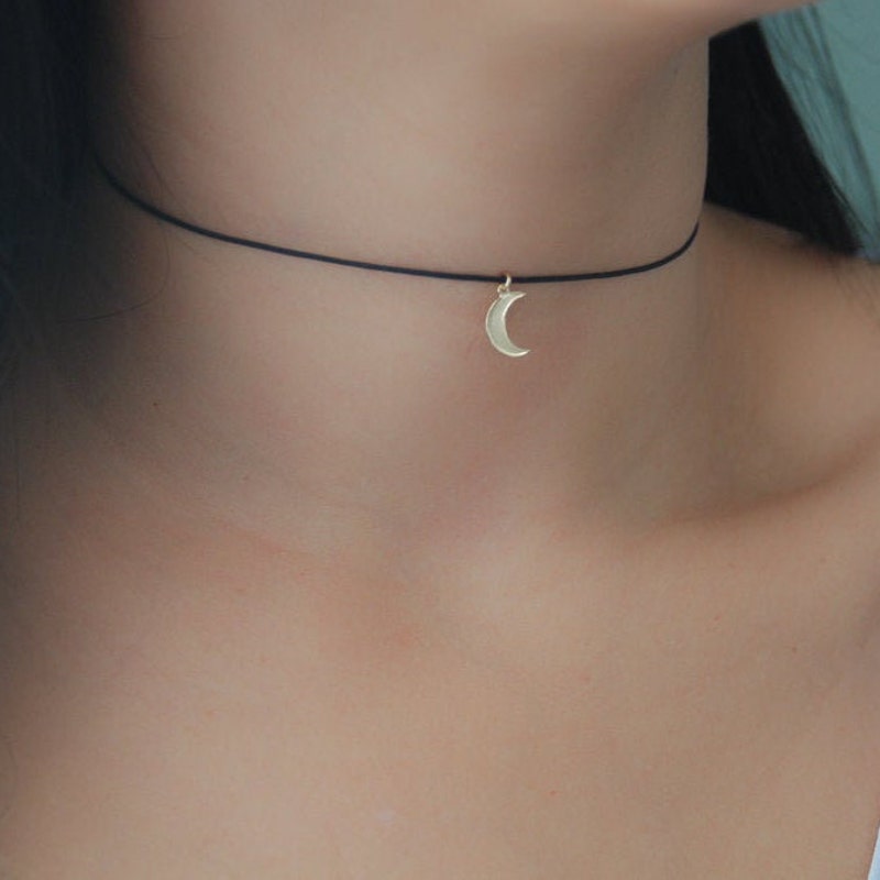 Black Choker Silver Moon - Etsy