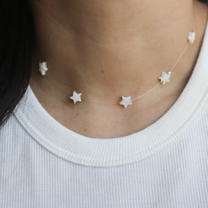 Floating necklace, Illusion Necklace, necklace, wedding necklace, fishing line, transparent choker, Star Choker, pearl floating necklace