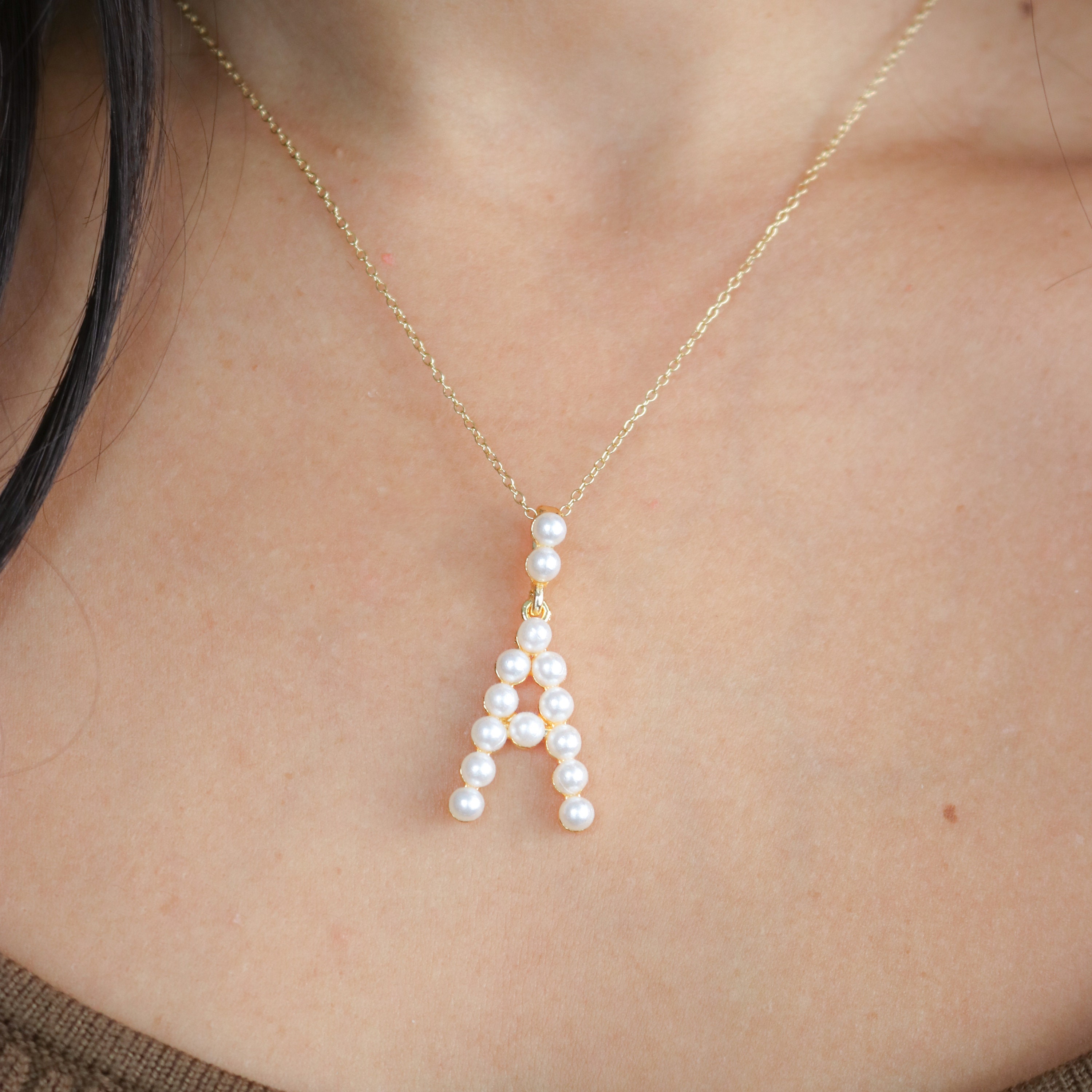 Shell Pearls Choker Tiny Initial – ByNouck Jewelry
