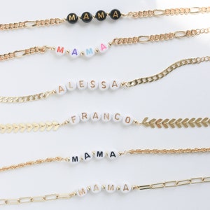 Custom name bracelet, couple bracelet set, Personalized Bracelet , Name Bracelet, family matching bracelets, chunky chain bracelets, initial image 2