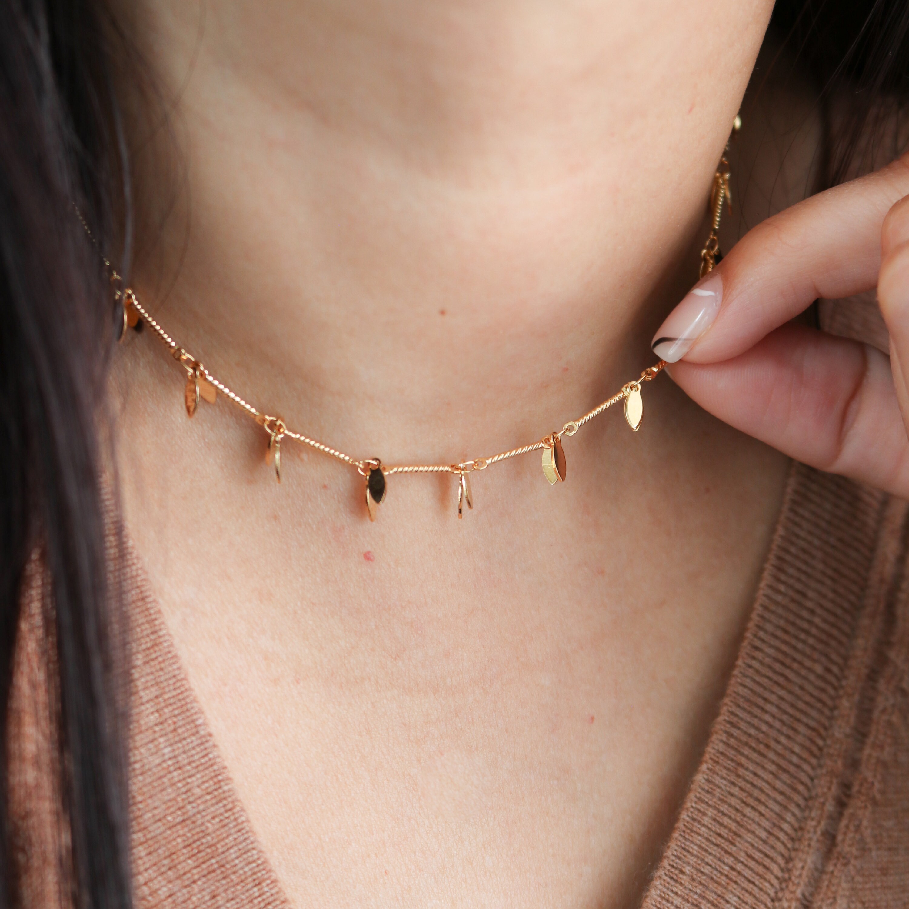 Gold Leaf Choker 14k Gold Choker Gold Leaf Necklace Leaf Etsy