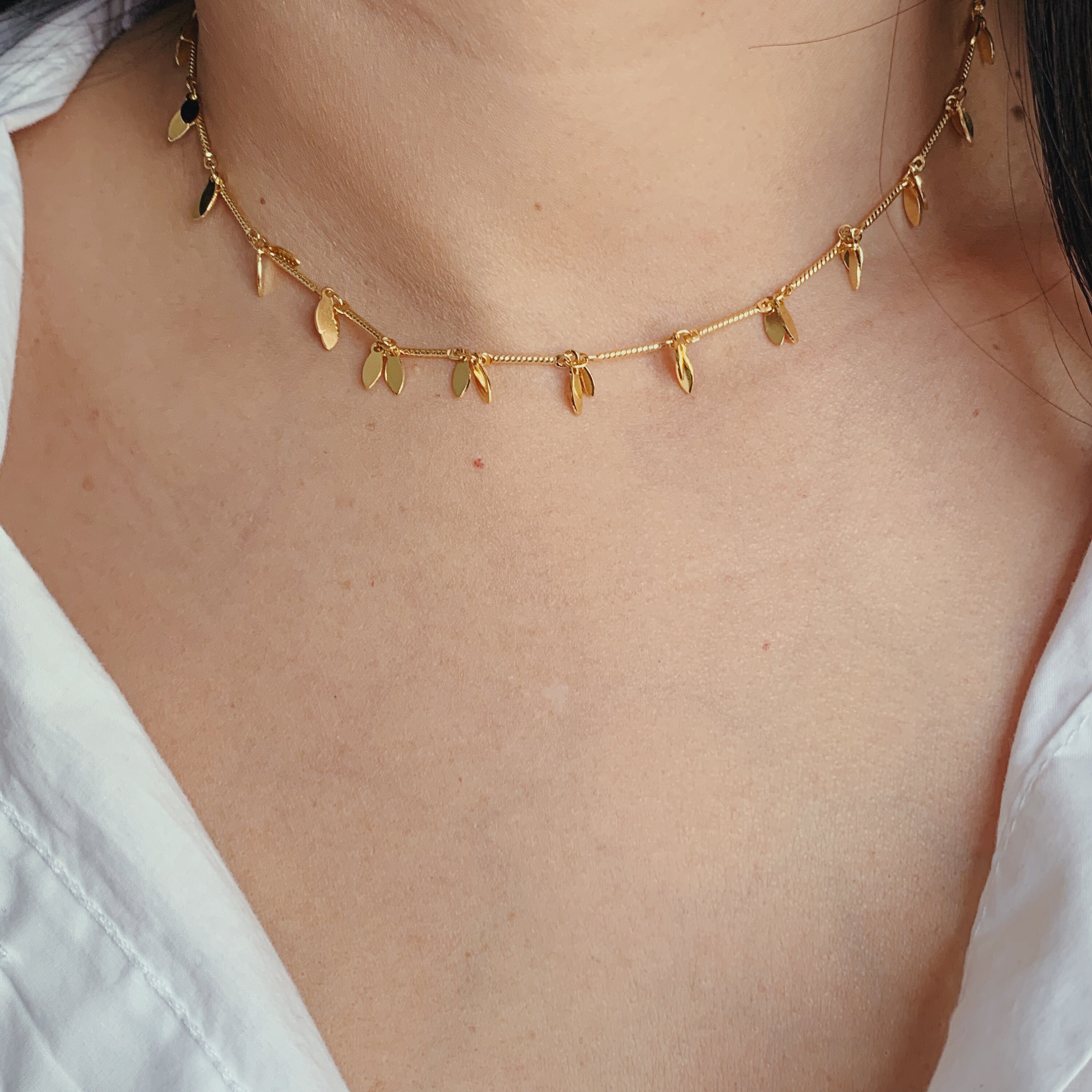 Gold Leaf Choker 14k Gold Choker Gold Leaf Necklace Leaf Etsy