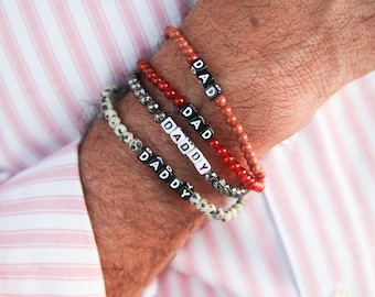 Bracelet de perles pour homme personnalisé, cadeau pour un père avec noms d'enfants, bracelet pour homme personnalisé, idée cadeau fête des pères, cadeau bracelet pour papa