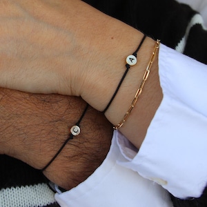 Initialt pararmbandset: Justerbart bomullssnöre Vänskapssmycken