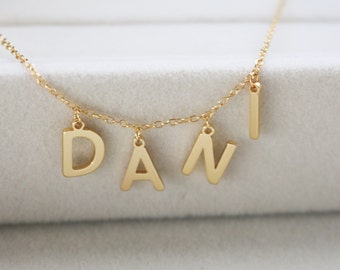 Gold letter necklace, letter necklace, matching necklaces, tiny letter necklace, gold filled letter choker, Dainty Name Necklace, initial d