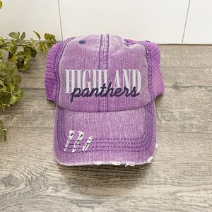 Custom Team Sports Hats, Distressed Hats for Moms, Snapback Hat for Women Trendy, University Trucker Hats, Sports Team Hats Embroidered image 5