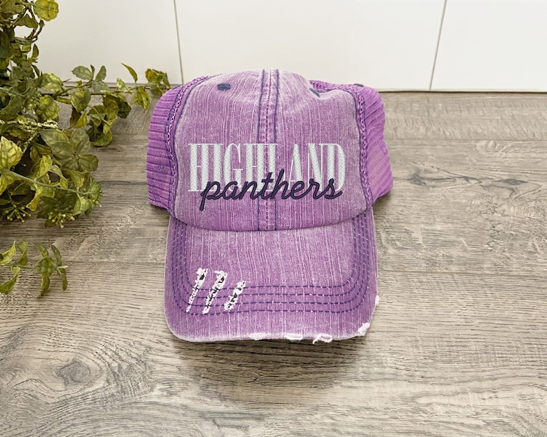 Custom Team Sports Hats, Distressed Hats for Moms, Snapback Hat for Women Trendy, University Trucker Hats, Sports Team Hats Embroidered image 5