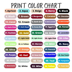a poster with the words print color chart