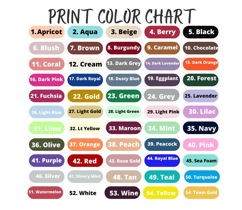 a poster with the words print color chart