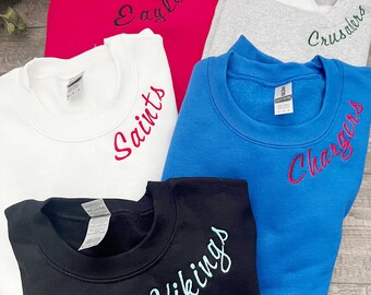 Team Embroidered sweatshirt, Custom team sweater, back to School sweater, High school sweater, spirit fleece, high school teacher gift,