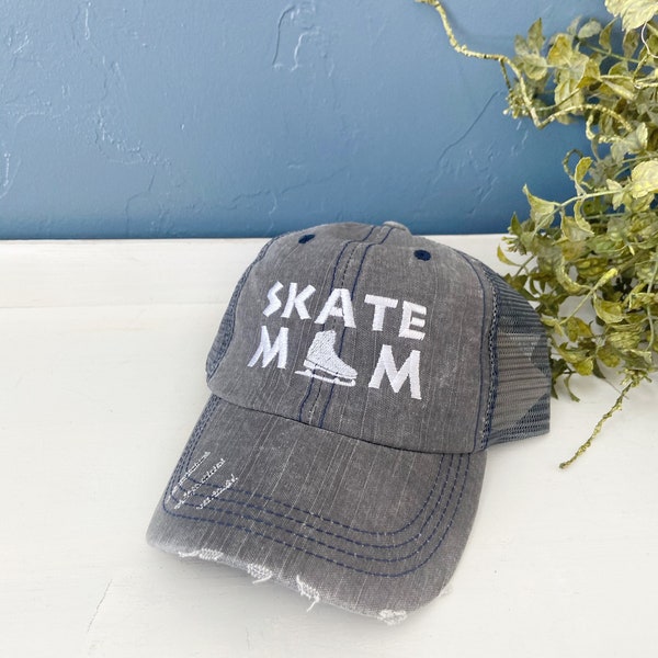 Ice Skate mom cap, trucker hat, mama style hat, baseball cap, embroidered hat, mothers day gift, gift for mom, ice skating mom hat, mama hat