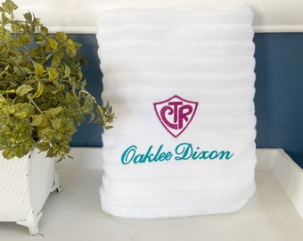 Baptism towel, ctr towel, embroidered bath towel, personalized bath towel, choose the right towel, lds baptism gift, lds gifts Great to be 8